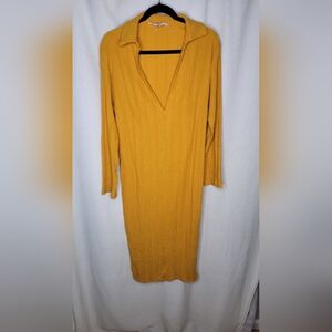 Free People Beach Palma Ribbed Aster Collar Tshirt Midi Dress